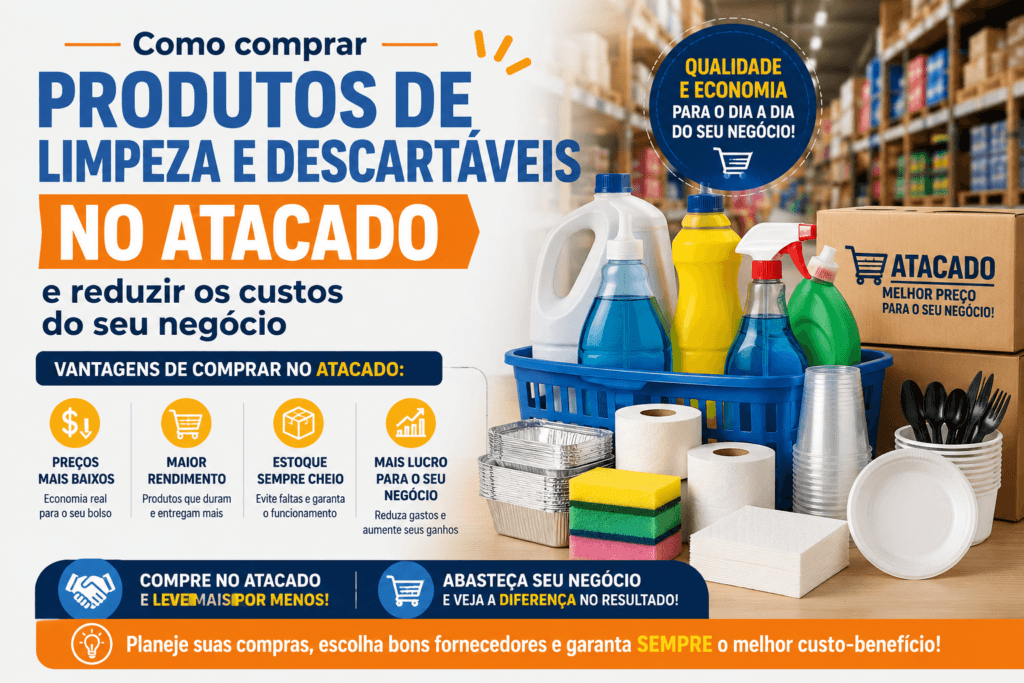 Como comprar produtos de limpeza e descartáveis no atacado e reduzir os custos do seu negócio